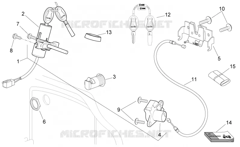 Lock hardware kit Aprilia APRILIA-SCOOTER 125 SPORT-CITY 2010  Sport City Cube carb E3