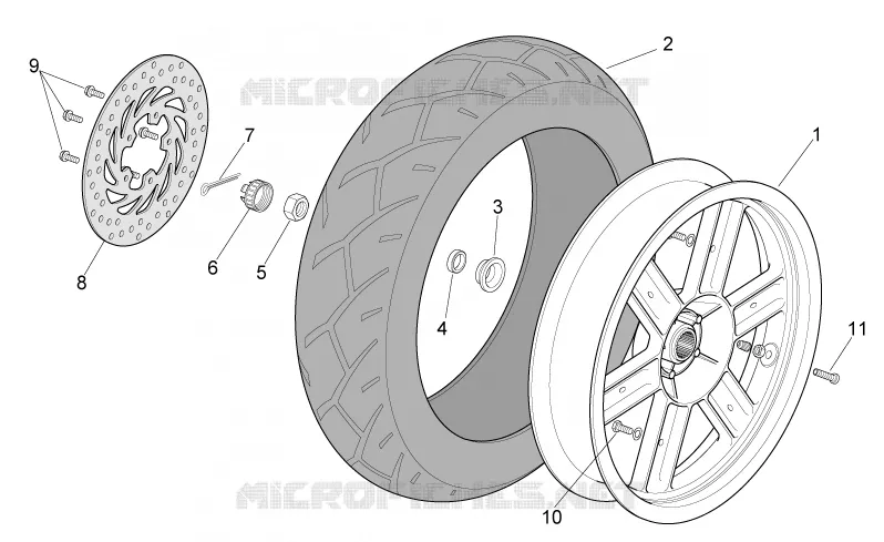 Rear wheel Aprilia APRILIA-SCOOTER 200 SPORT-CITY 2009  Sport City Cube carb E3