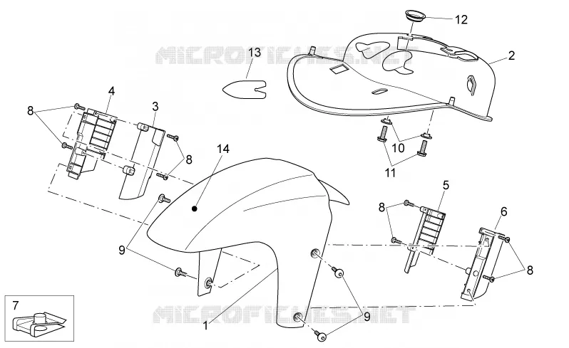 Front body - Front mudguard Aprilia APRILIA-SCOOTER 250 SPORT-CITY 2008  Sport City Cube IE E3