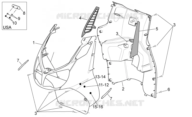 Front body - Internal shield Aprilia APRILIA-SCOOTER 300 SPORT-CITY 2012  Sport City Cube IE E3