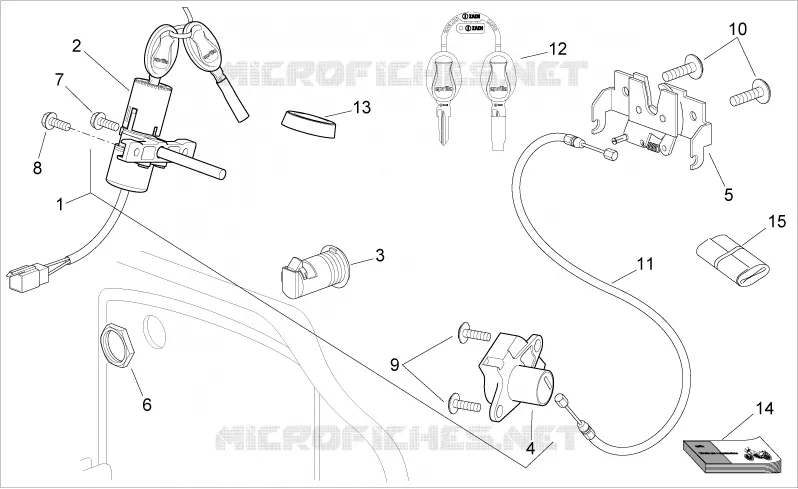 Lock hardware kit Aprilia APRILIA-SCOOTER 300 SPORT-CITY 2011  Sport City Cube IE E3