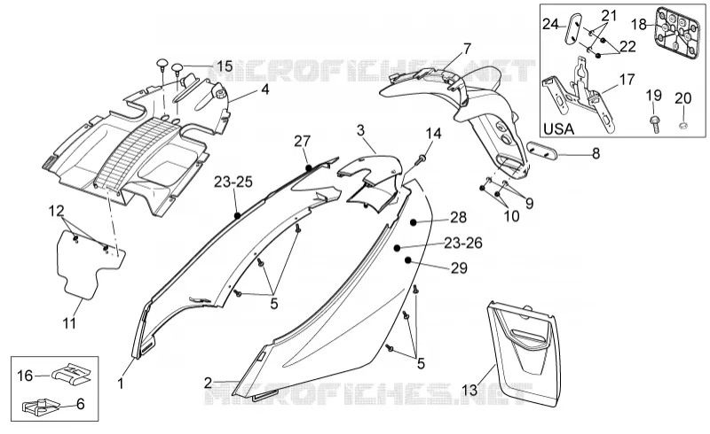 Rear body II Aprilia APRILIA-SCOOTER 250 SPORT-CITY 2009  Sport City Cube IE E3