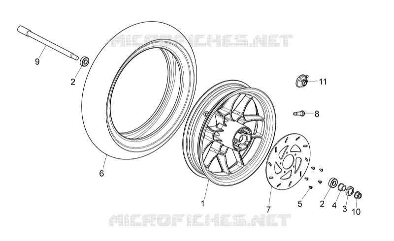 Front wheel Aprilia APRILIA-SCOOTER 125 SPORT-CITY 2010  Sport City ONE 4T E3