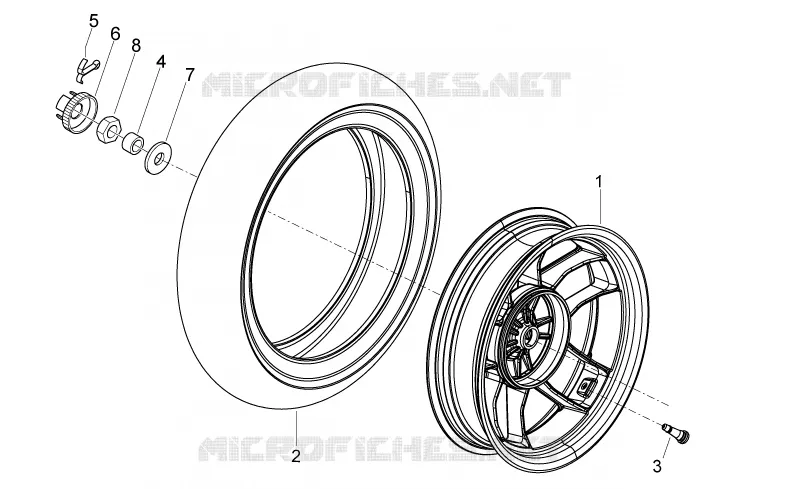 Rear wheel Aprilia APRILIA-SCOOTER 125 SPORT-CITY 2008  Sport City ONE 4T E3