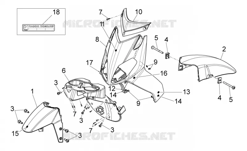 Front body I Aprilia APRILIA-SCOOTER 50 SPORT-CITY 2009  Sport City ONE 2T 2V E3