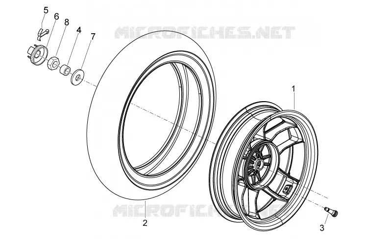 Rear wheel Aprilia APRILIA-SCOOTER 50 SPORT-CITY 2010  Sport City ONE 2T 2V E3