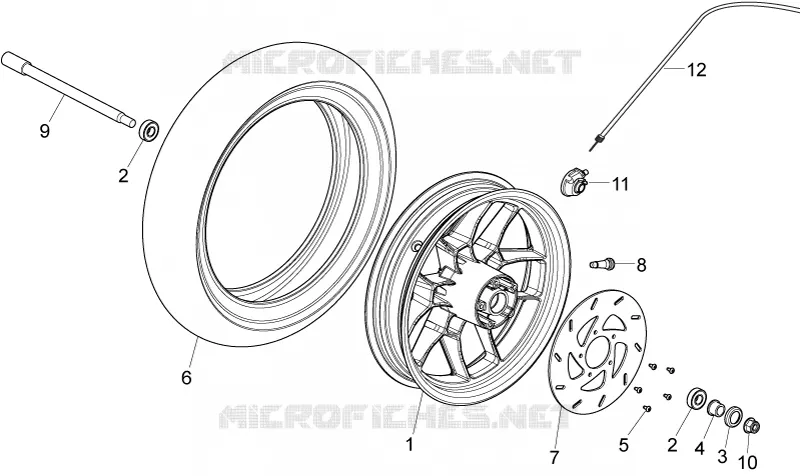 Front wheel Aprilia APRILIA-SCOOTER 50 SPORT-CITY 2008  Sport City ONE 4T 2V E2