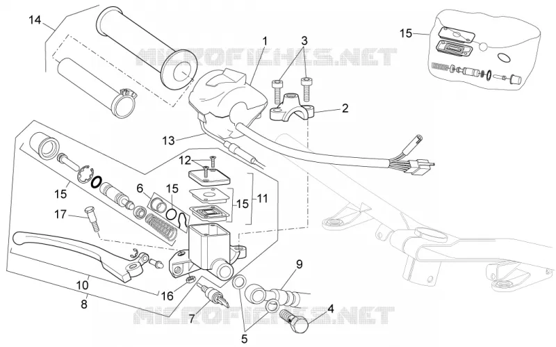 RH controls Aprilia APRILIA-SCOOTER 125 SPORT-CITY 2012  Sport City Street 4T 4V E3