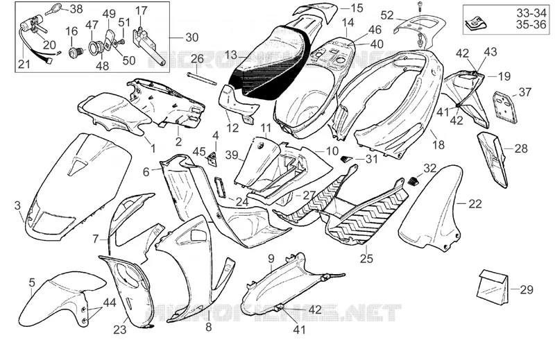 Body Aprilia APRILIA-SCOOTER 50 SR 1995  SR AIR (Horizontal cylinder)