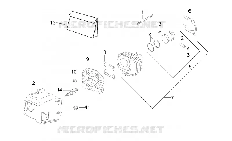 Cylinder - Piston Aprilia APRILIA-SCOOTER 50 SR 1994  SR AIR (Horizontal cylinder)