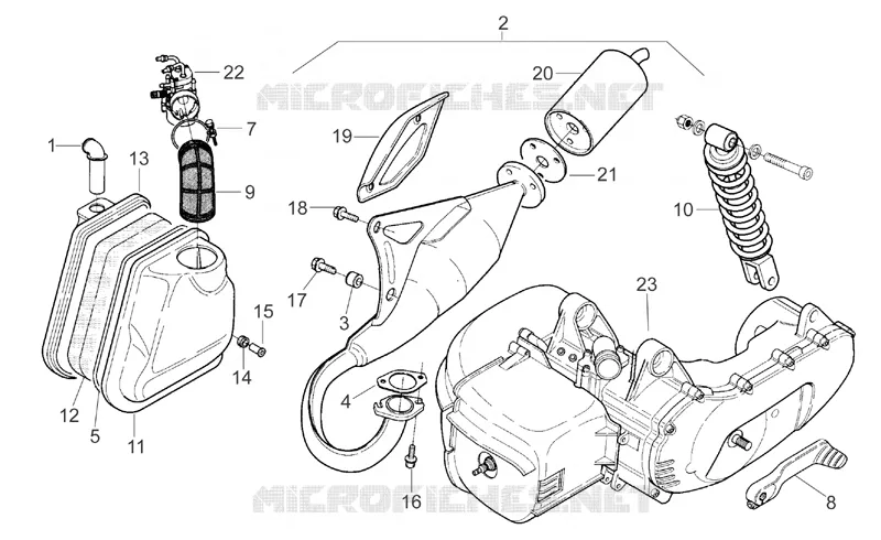 Exhaust unit Aprilia APRILIA-SCOOTER 50 SR 1994  SR AIR (Horizontal cylinder)