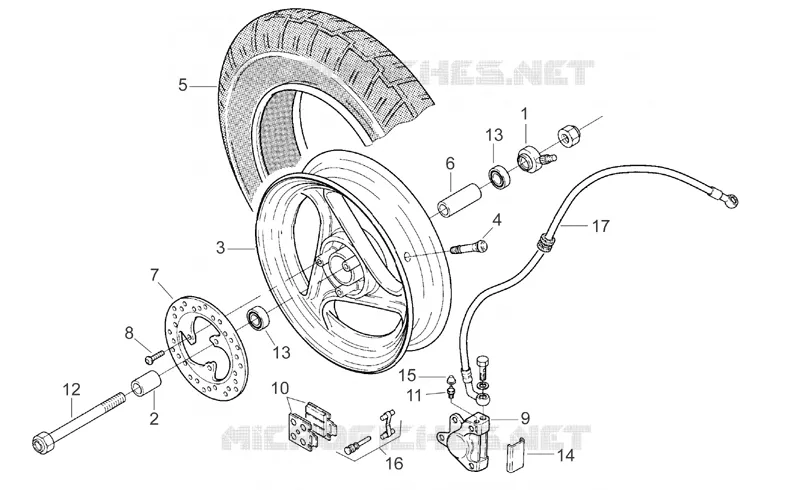 Front wheel Aprilia APRILIA-SCOOTER 50 SR 1996  SR AIR (Horizontal cylinder)