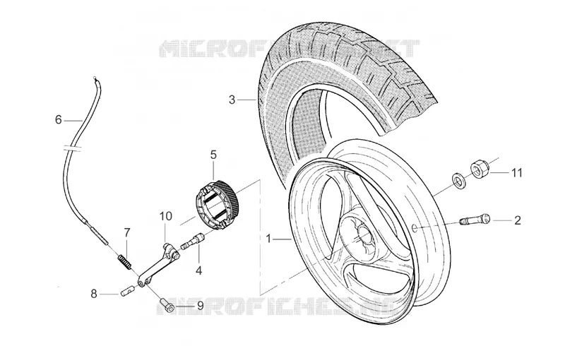 Rear wheel Aprilia APRILIA-SCOOTER 50 SR 1996  SR AIR (Horizontal cylinder)