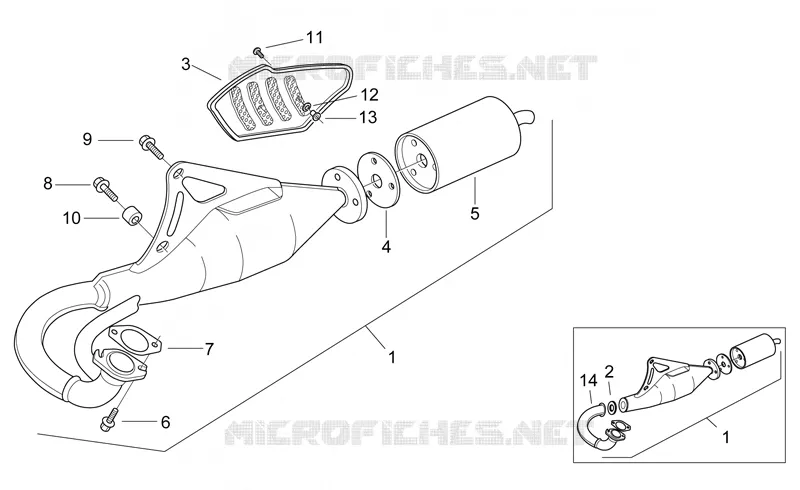 Aligned silencer exhaust pipe Aprilia APRILIA-SCOOTER 50 SR 1998  SR AIR