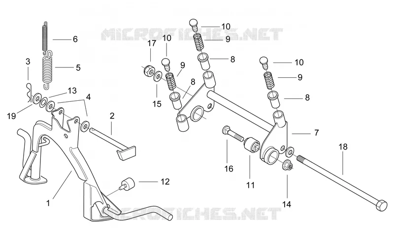 Central stand - Connecting rod Aprilia APRILIA-SCOOTER 50 SR 1997  SR AIR