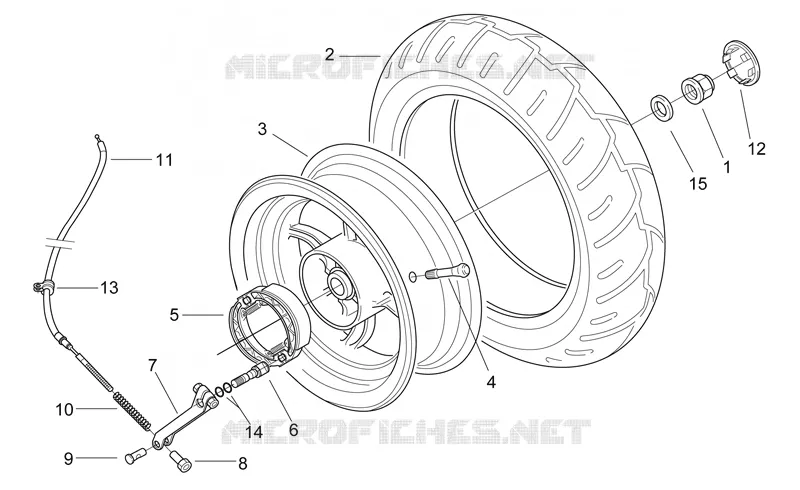 Rear wheel - drum brake Aprilia APRILIA-SCOOTER 50 SR 1999  SR AIR