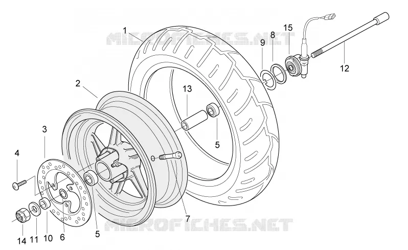 Front wheel Aprilia APRILIA-SCOOTER 50 SR 2014  SR carb.