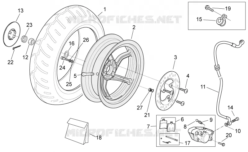 Rear wheel - disc brake Aprilia APRILIA-SCOOTER 50 SR 2014  SR carb.
