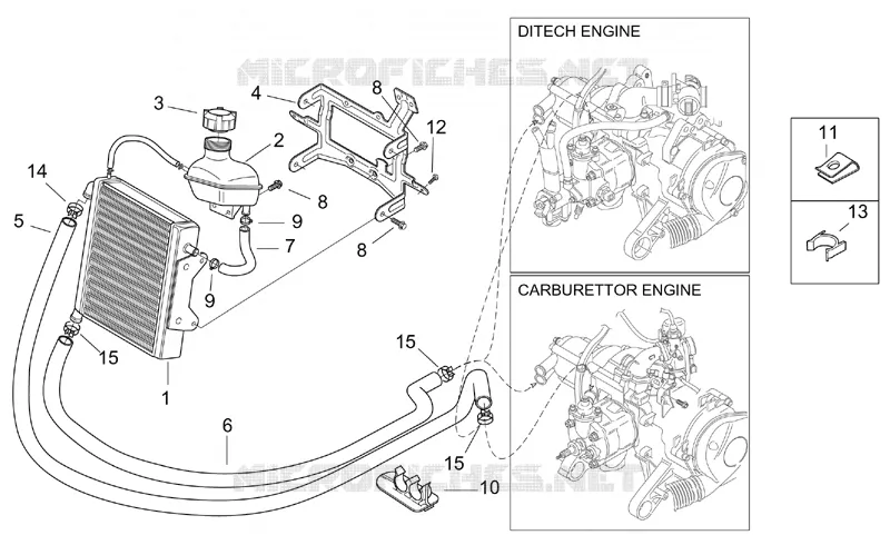 Cooling system Aprilia APRILIA-SCOOTER 50 SR 2001  SR H2O (Ditech+Carb.)