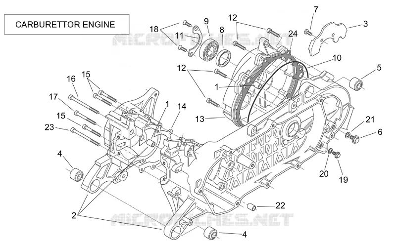 Crank-case (Carburettor) Aprilia APRILIA-SCOOTER 50 SR 2002  SR H2O (Ditech+Carb.)