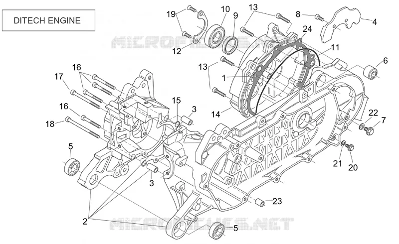 Crank-case (Ditech) Aprilia APRILIA-SCOOTER 50 SR 2004  SR H2O (Ditech+Carb.)