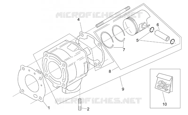 Cylinder with piston Aprilia APRILIA-SCOOTER 50 SR 2001  SR H2O (Ditech+Carb.)