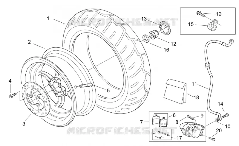 Rear wheel - disc brake Aprilia APRILIA-SCOOTER 50 SR 2001  SR H2O (Ditech+Carb.)