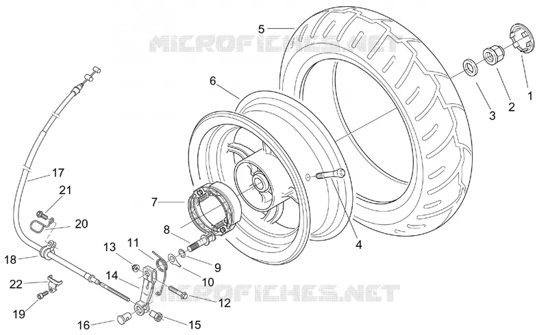 Rear wheel - drum brake Aprilia APRILIA-SCOOTER 50 SR 2000  SR H2O (Ditech+Carb.)