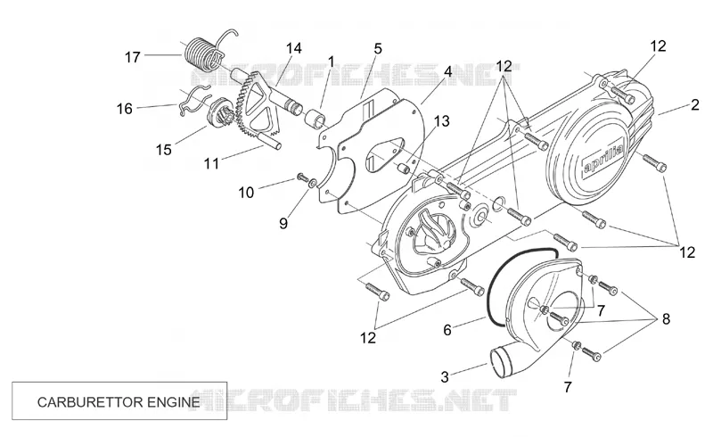 Transmission cover (Carburettor) Aprilia APRILIA-SCOOTER 50 SR 2004  SR H2O (Ditech+Carb.)