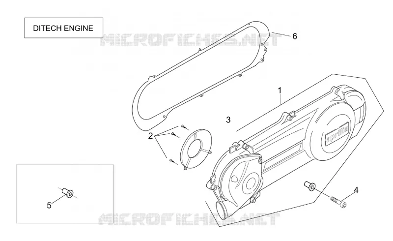 Transmission cover (Ditech) Aprilia APRILIA-SCOOTER 50 SR 2003  SR H2O (Ditech+Carb.)