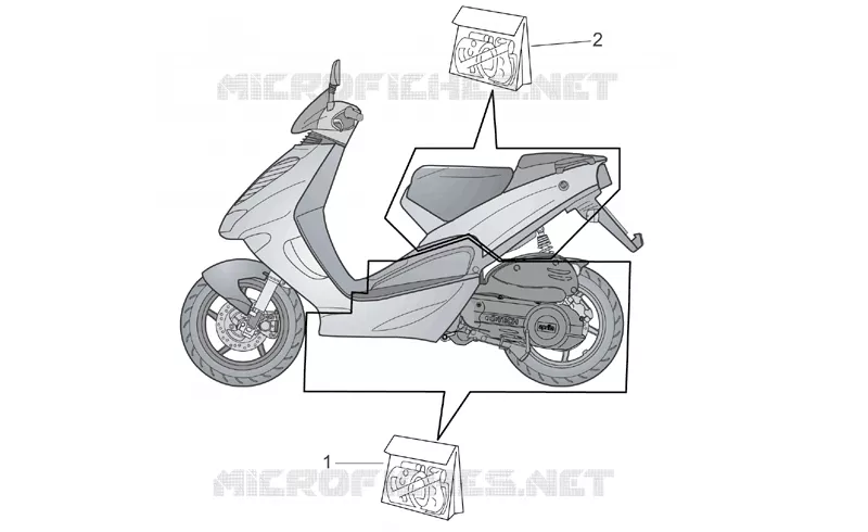 Central and rear body decal Aprilia APRILIA-SCOOTER 50 SR 2012  SR H2O (IE+Carb.)