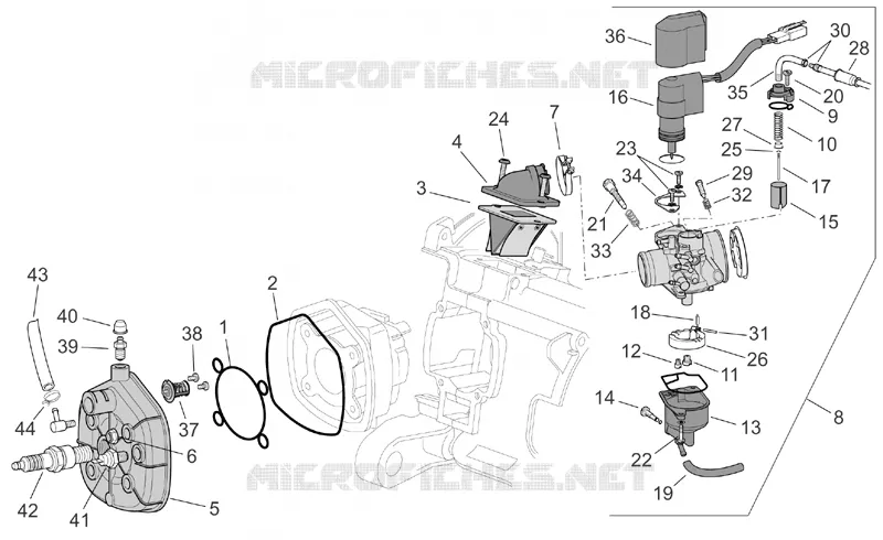 Cylinder head/Carburettor Aprilia APRILIA-SCOOTER 50 SR 2009  SR H2O (IE+Carb.)
