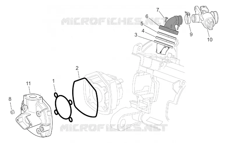 Cylinder head/Throttle body Aprilia APRILIA-SCOOTER 50 SR 2003  SR H2O (IE+Carb.)