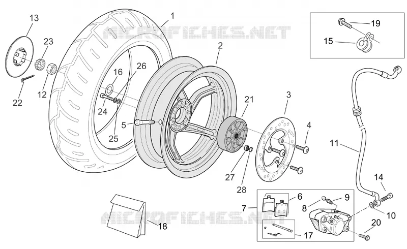 Rear wheel - disc brake Aprilia APRILIA-SCOOTER 50 SR 2003  SR H2O (IE+Carb.)