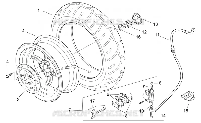Rear wheel - disc brake Aprilia APRILIA-SCOOTER 50 SR 1999  SR H2O