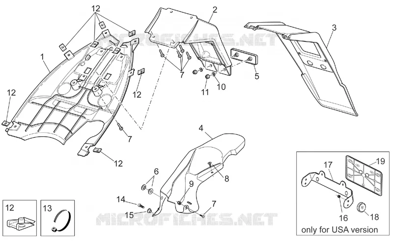 Rear body III Aprilia APRILIA-SCOOTER 50 SR 2005  SR H2O NEW (Di-Tech)