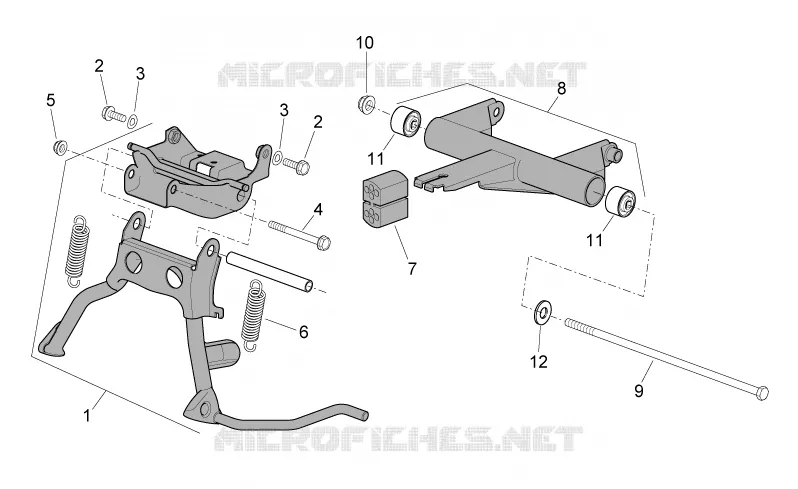 Central stand - Connecting rod Aprilia APRILIA-SCOOTER 50 SR 2008  SR H2O NEW (IE+Carb.)