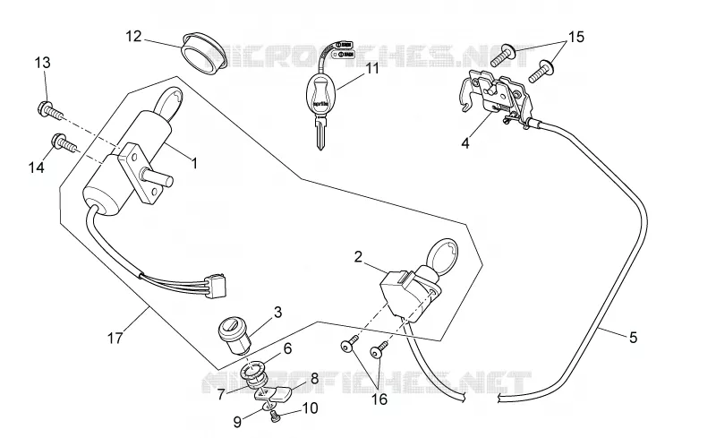 Lock hardware kit Aprilia APRILIA-SCOOTER 50 SR 2007  SR H2O NEW (IE+Carb.)