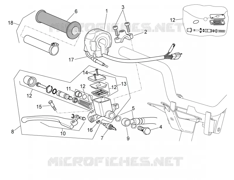 RH controls Aprilia APRILIA-SCOOTER 50 SR 2009  SR H2O NEW (IE+Carb.)