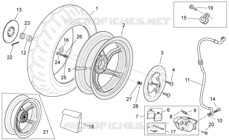 Rear wheel - disc brake Aprilia APRILIA-SCOOTER 50 SR 2007  SR H2O NEW (IE+Carb.)