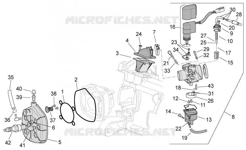 Cylinder head/Carburettor Aprilia APRILIA-SCOOTER 50 SR 2011  SR IE+Carb.