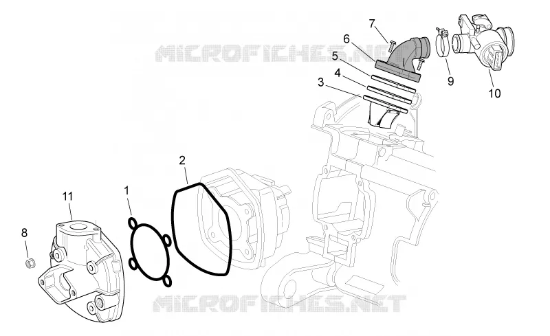 Cylinder head/Throttle body Aprilia APRILIA-SCOOTER 50 SR 2011  SR IE+Carb.