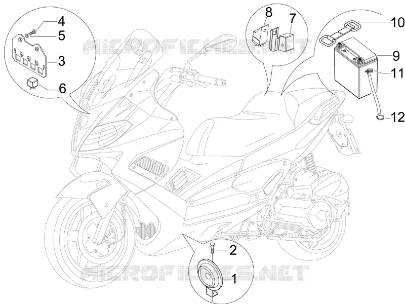 Remote control switches - Battery - Horn Aprilia APRILIA-SCOOTER 125 SR 2013  SR MAX