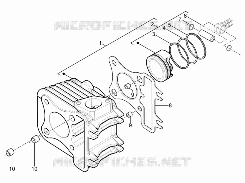 Cylinder-piston-wrist pin unit Aprilia APRILIA-SCOOTER 125 SR 2013  SR Motard 4T E3