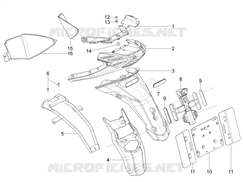 Rear cover - Splash guard Aprilia APRILIA-SCOOTER 125 SR 2014  SR Motard 4T E3