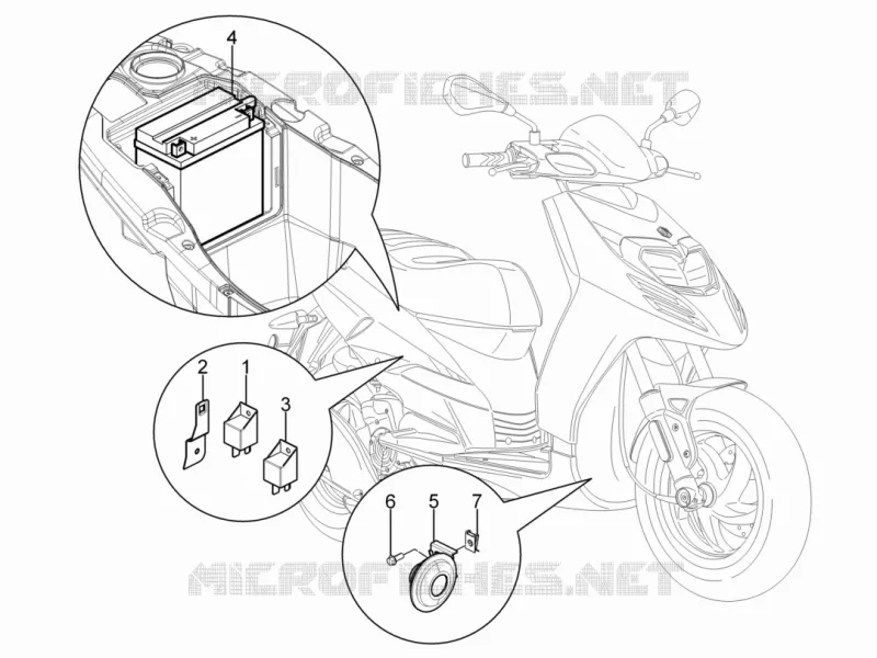 Remote control switches - Battery - Horn Aprilia APRILIA-SCOOTER 125 SR 2014  SR Motard 4T E3