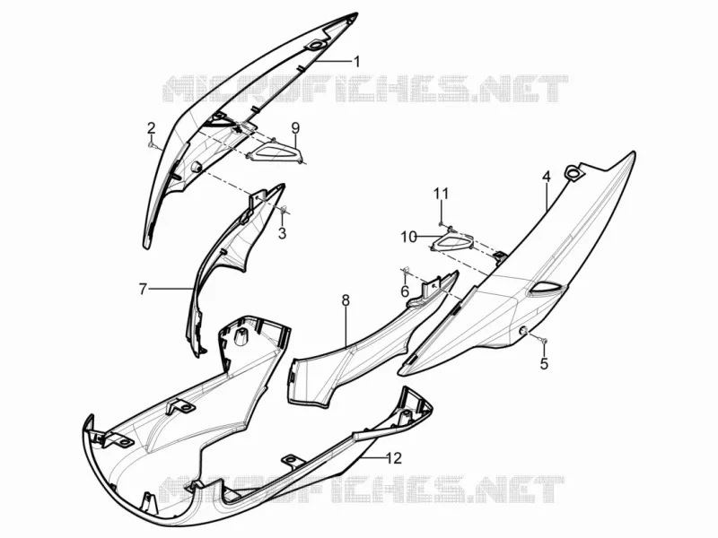 Side cover - Spoiler Aprilia APRILIA-SCOOTER 50 SR 2012  SR Motard 2T E3