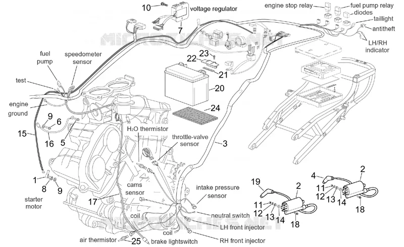 Central electrical system Aprilia APRILIA-MOTORCYCLES 1000 TUONO 2003  RSV 1000 Tuono