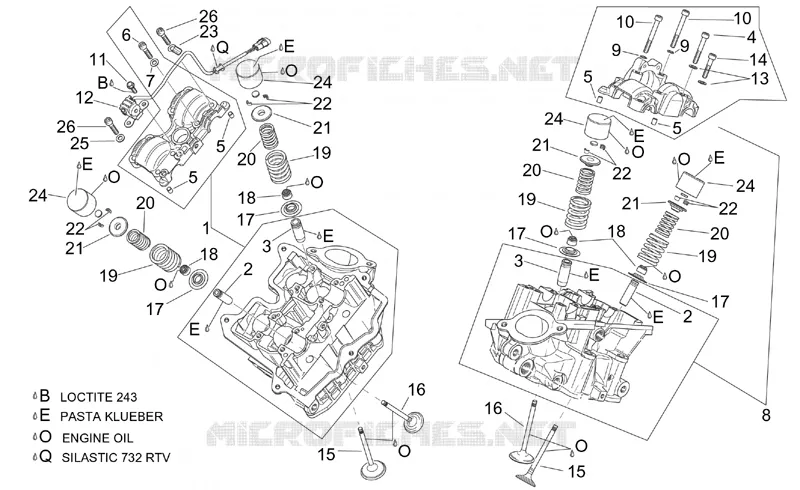 Cylinder head and valves Aprilia APRILIA-MOTORCYCLES 1000 TUONO 2005  RSV 1000 Tuono