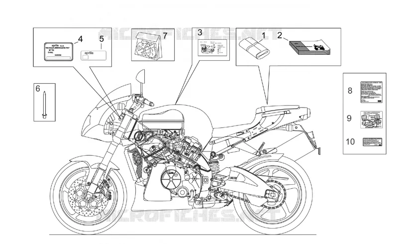 Decal op.handbooks and plate set Aprilia APRILIA-MOTORCYCLES 1000 TUONO 2004  RSV 1000 Tuono
